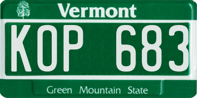 VT license plate KOP683