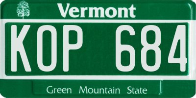 VT license plate KOP684