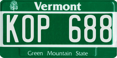 VT license plate KOP688