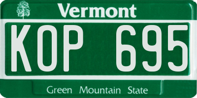 VT license plate KOP695
