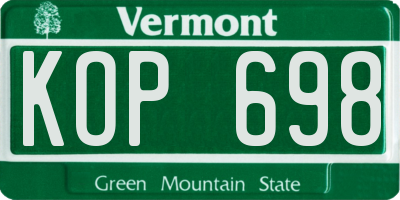VT license plate KOP698
