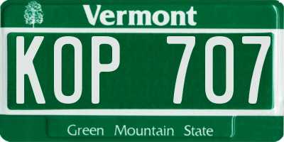 VT license plate KOP707