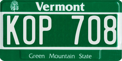 VT license plate KOP708