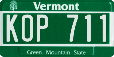 VT license plate KOP711