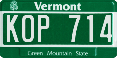 VT license plate KOP714