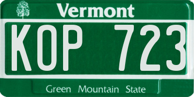 VT license plate KOP723