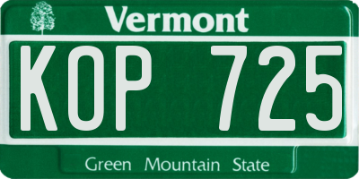VT license plate KOP725