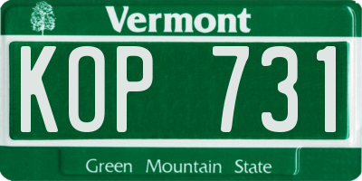 VT license plate KOP731