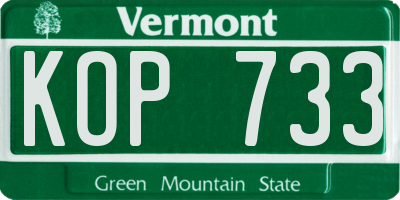 VT license plate KOP733