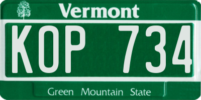 VT license plate KOP734