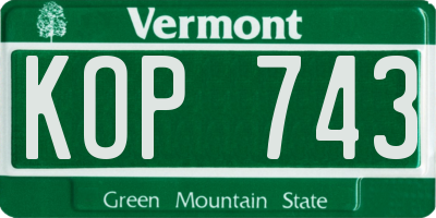 VT license plate KOP743