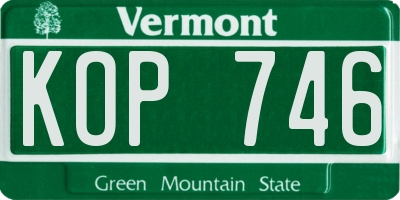 VT license plate KOP746