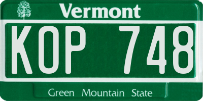 VT license plate KOP748