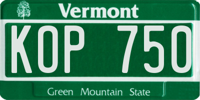 VT license plate KOP750