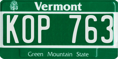 VT license plate KOP763