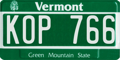 VT license plate KOP766