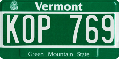 VT license plate KOP769