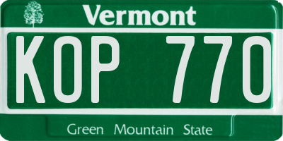 VT license plate KOP770