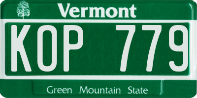 VT license plate KOP779
