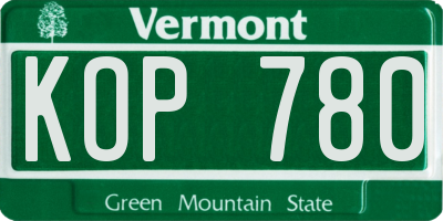 VT license plate KOP780