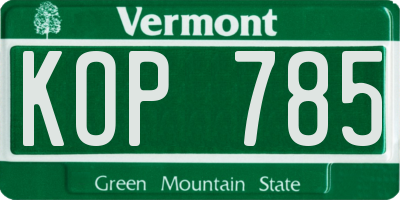 VT license plate KOP785