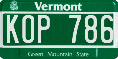 VT license plate KOP786