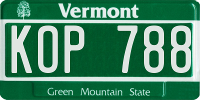 VT license plate KOP788