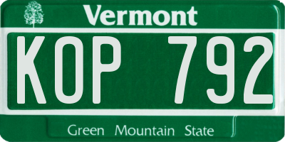 VT license plate KOP792