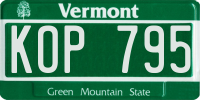 VT license plate KOP795