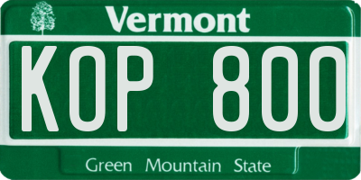 VT license plate KOP800