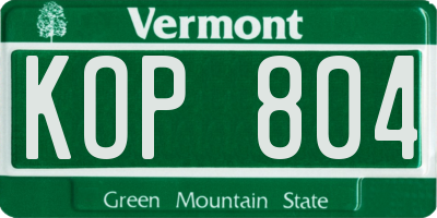 VT license plate KOP804