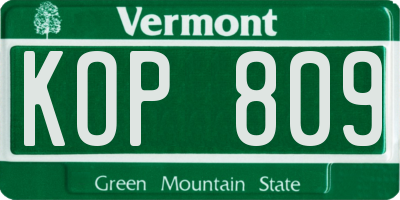 VT license plate KOP809