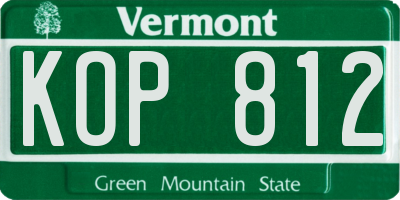 VT license plate KOP812