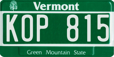 VT license plate KOP815