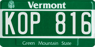 VT license plate KOP816