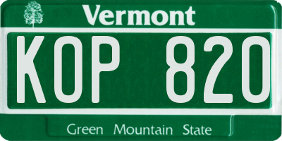 VT license plate KOP820