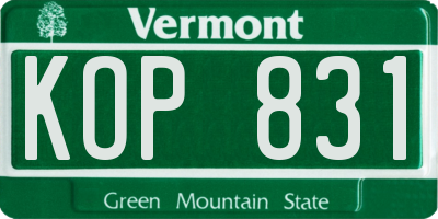 VT license plate KOP831