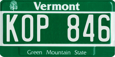 VT license plate KOP846