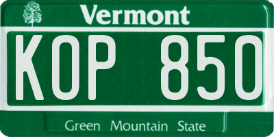VT license plate KOP850