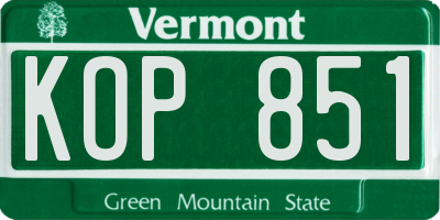VT license plate KOP851