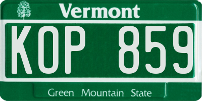 VT license plate KOP859