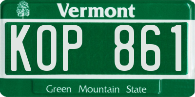 VT license plate KOP861