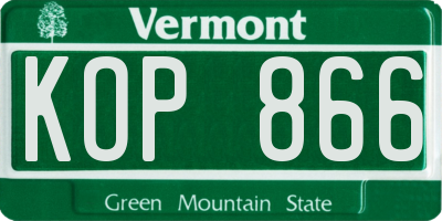 VT license plate KOP866