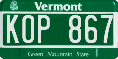 VT license plate KOP867