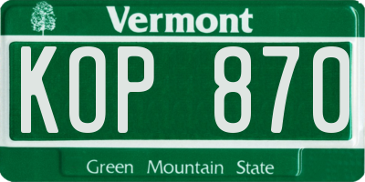 VT license plate KOP870