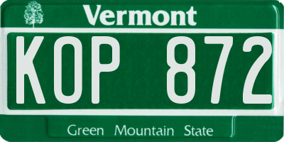 VT license plate KOP872