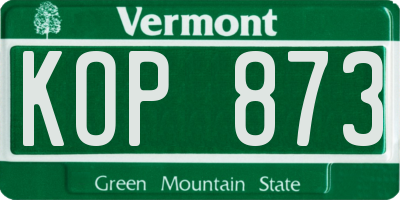 VT license plate KOP873