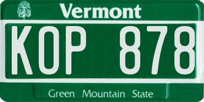 VT license plate KOP878