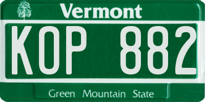 VT license plate KOP882