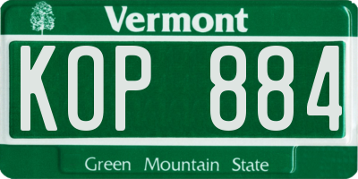 VT license plate KOP884